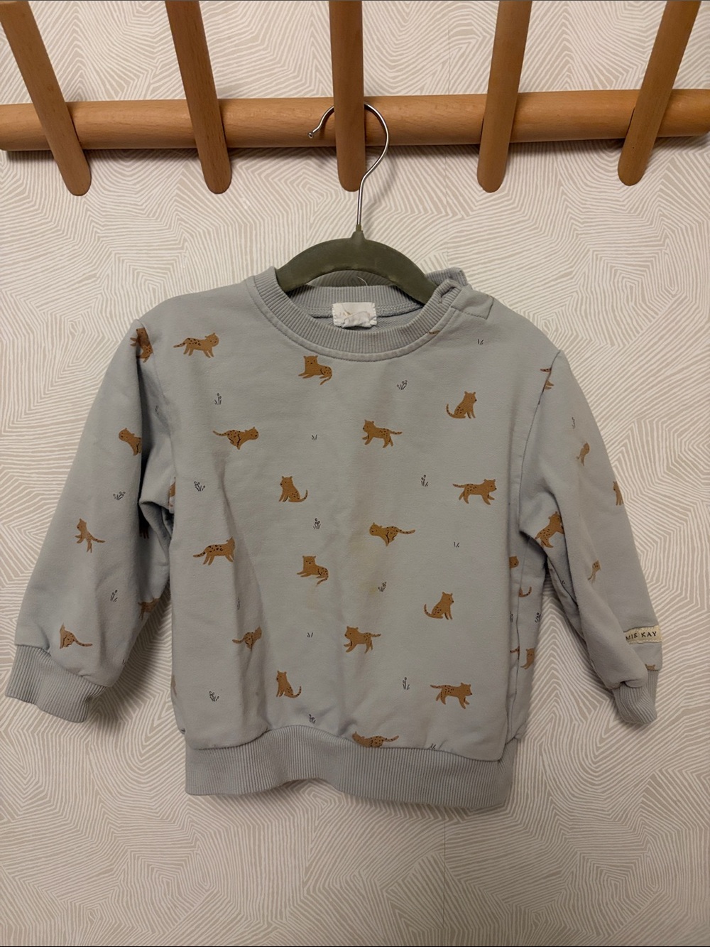 Jamie Kay Light Gray Sweatshirt with Brown Fox Pattern